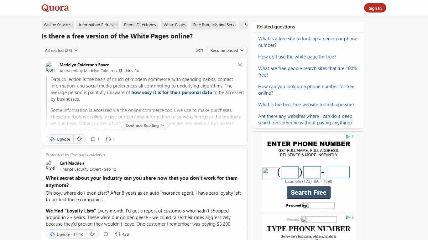 Is there a free version of the White Pages online? - Quora