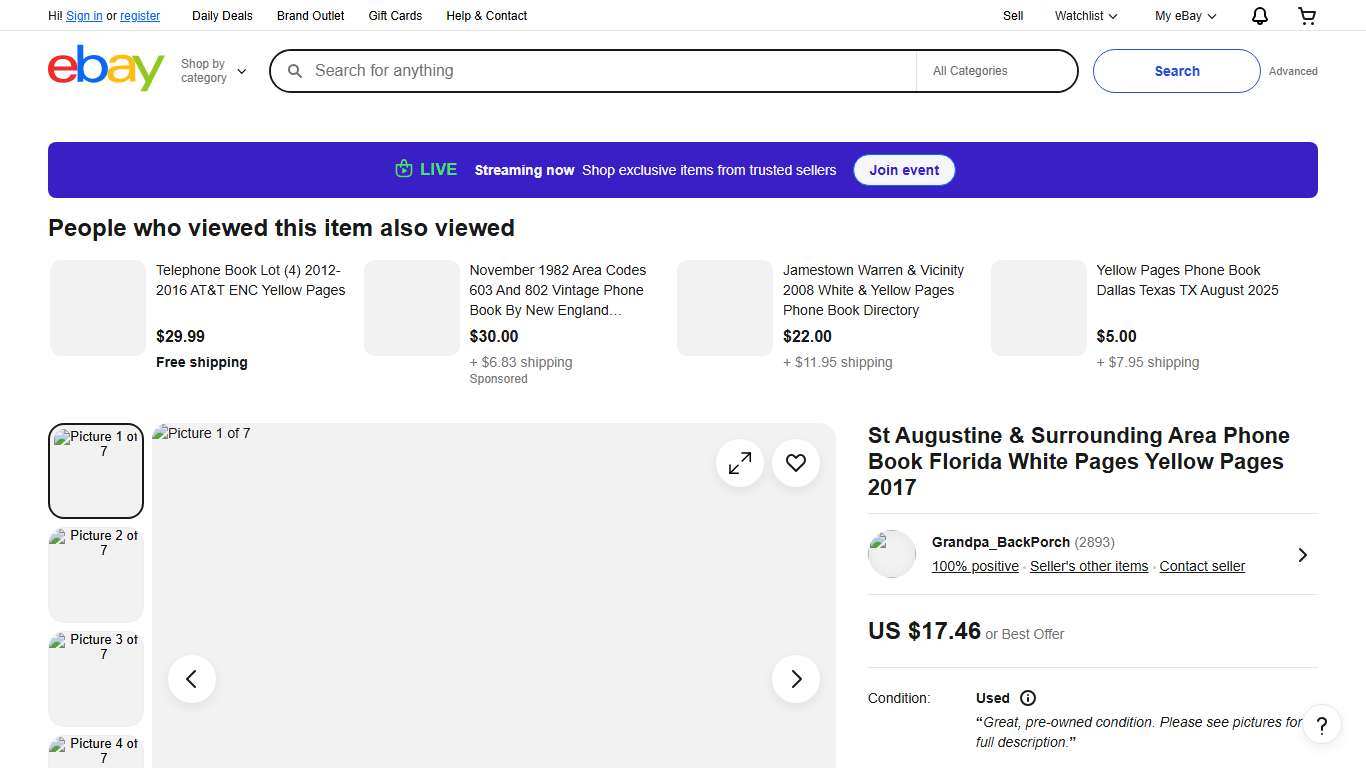 St Augustine & Surrounding Area Phone Book Florida White Pages Yellow Pages 2017 eBay